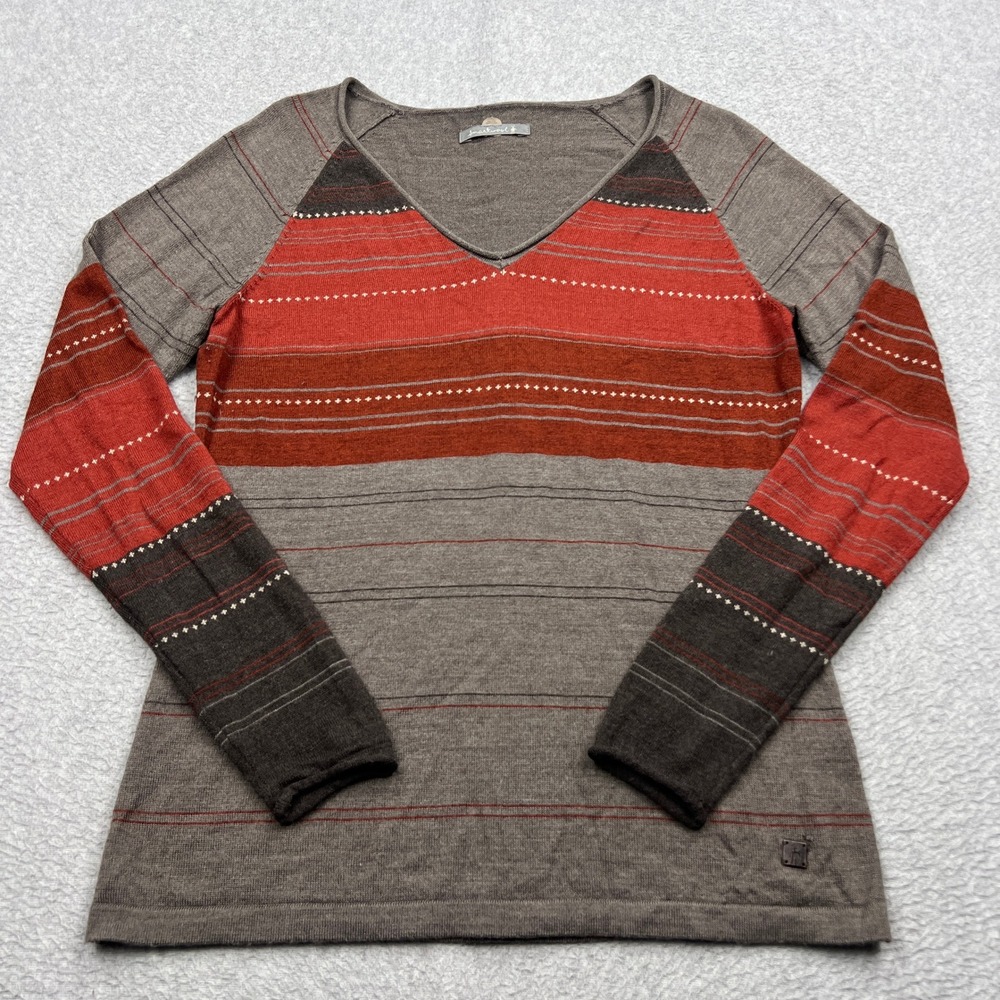 Smartwool Sweater Womens Small Sulawesi Stripe Merino Wool V-Neck Knit Pullover